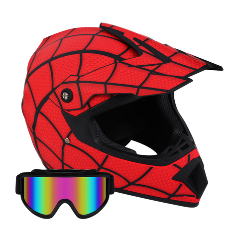ZUN DOT Youth Full Face Helmet Motorcycle Spider Motocross Off-road Helmet For Dirt Bike ATV Cycling 98642689