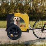 ZUN Yellow Outdoor Heavy Duty Foldable Utility Pet Stroller Dog Carriers Bicycle Trailer W136458017