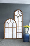 ZUN 24x79" Half-Round Elongated Mirror with Decorative Window Look Classic Architecture Style Solid Fir W2078126755