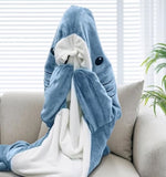 ZUN Shark Blanket Hoodie Onesie for Adults and Kids, Cozy Flannel Shark Costume Shark Sleeping Bag 62369311
