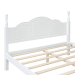 ZUN Queen Size Wood Platform Bed Frame,Retro Style Platform Bed with Wooden Slat Support,White WF308185AAK