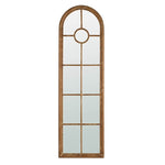 ZUN 24x79" Half-Round Elongated Mirror with Decorative Window Look Classic Architecture Style Solid Fir W2078126755