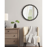 ZUN Beaded Round Wall Mirror 27"D B03599369