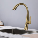 ZUN Single Handle Stainless Steel Pull Out Kitchen Faucet W1217125158