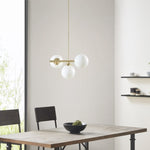 ZUN 3-Light Chandelier with Frosted Glass Globe Bulbs B03596565