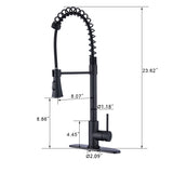 ZUN Commercial Modern Single Handle Spring High Arc Kitchen Faucet Matte Black JYD0674MB