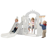 ZUN Toddler Slide and Swing Set 5 in 1, Kids Playground Climber Slide Playset with Basketball Hoop PP307712AAE