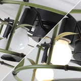 ZUN Flush Mount Ceiling Fans with Lights and Remote Control green Caged Low Profile Ceiling Fan Modern W1340137045