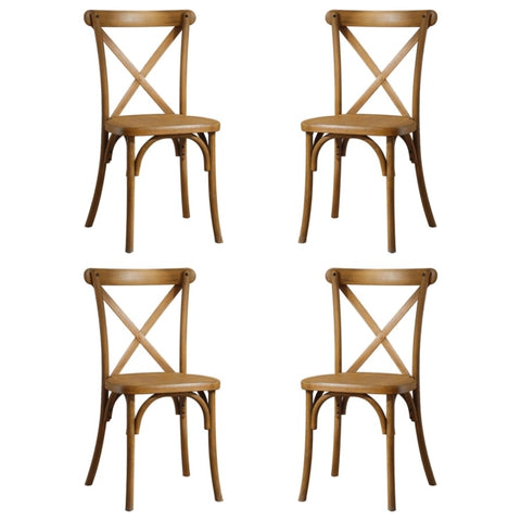 ZUN 4-Pack Resin X-Back Chair,Natural Mid Century Chair Modern Farmhouse Cross Back Chair for Kitchen W120972773