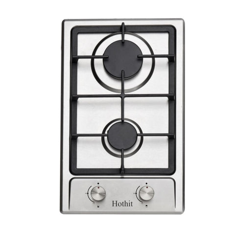 ZUN AHT12IN10S Hothit 2 Burner Propane Gas Cooktop, 12" Inch LPG/NG Dual Fuel Built-in Gas Stove Top, W2218134875