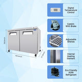 ZUN Orikool 48 IN Commercial Refrigerators, Undercounter Refrigerators 14.1 Cu.Ft with Smooth Casters, 2 W2095126117