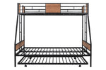 ZUN Metal Twin over Full Bunk Bed with Trundle/ Heavy-duty Sturdy Metal/ Noise Reduced/ Safety W42752428