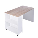 ZUN 47.4" L Computer Desk with movable bookcase, oak & white W131470892