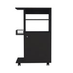 ZUN Napenthe 1-Shelf Kitchen Cart with Caster Black Wengue B06280102