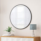 ZUN Wall Mirror 28 Inch Black Circular Mirror Metal Framed Mirror Round Vanity Mirror Dressing Mirror, W143563563