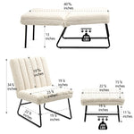 ZUN Off White Cashmere Modern Lazy Lounge Chair, Contemporary Single Leisure Upholstered Sofa Chair Set W116470737