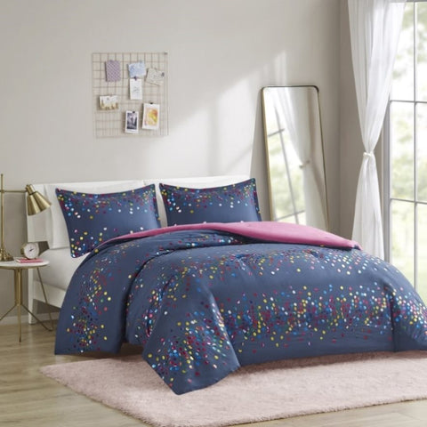 ZUN Rainbow Iridescent Metallic Dot Comforter Set B03596001