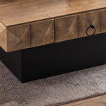 ZUN 41.73"Three-dimensional Embossed Pattern Square Retro Coffee Table with 2 Drawers and MDF Base W757126826