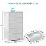 ZUN Modern 5 Tier Bedroom Chest of Drawers, Dresser with Drawers, Clothes Organizer -Metal Pulls for W1668141849