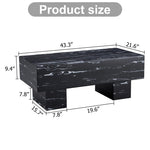 ZUN The black coffee table has patterns. Modern rectangular table, suitable for living rooms and W1151134965