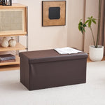 ZUN FCH 76*38*38cm Glossy PVC MDF Foldable Storage Footstool Dark Brown 89822618