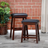 ZUN 30" Bar Stool, Espresso Finish, Black Leather Seat B04660628