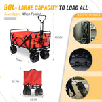 ZUN Collapsible Heavy Duty Beach Wagon Cart Outdoor Folding Utility Camping Garden Beach Cart with 45935871