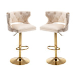 ZUN Bar Stools With Back and Footrest Counter Height Dining Chairs-Velvet Beige-2PCS/SET W67663285