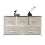 ZUN 2-Tier Wide Closet Dresser, Nursery Dresser Tower With 5 Easy Pull Fabric Drawers And Metal Frame, 83038554