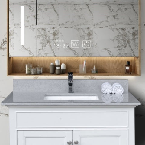 ZUN Montary 37 inches bathroom stone vanity top calacatta gray engineered marble color with undermount W50935003