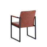 ZUN Brown modern european style dining chair PU leather black metal pipe dining room furniture chair set W29980865