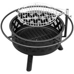 ZUN 30in Outdoor Metal Fire Pit with Cooking Grates Black 29194477