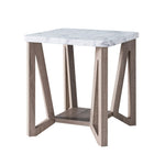 ZUN Marble Tabletop Home Accent Table, Modern End Table, Faux Marble White & Dark Taupe B107131008