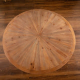 ZUN 39.37 "Retro Patchwork Round Coffee Table with Scattered Pattern Tabletop and Crossed Cedar Legs W757119057