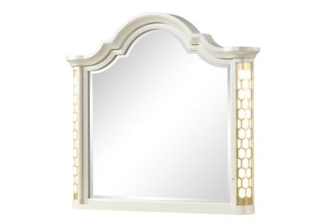 ZUN Jasmine Mirror with side LED lightning made with Wood in Beige 659436010604