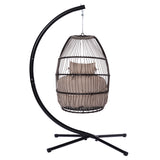 ZUN Patio Wicker folding Hanging Chair,Rattan Swing Hammock Egg Chair with X type Base and C Type 77310809