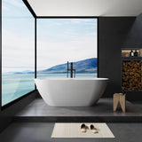 ZUN Sleek White Acrylic Freestanding Soaking Bathtub with Chrome Overflow and Drain, cUPC Certified W157384914