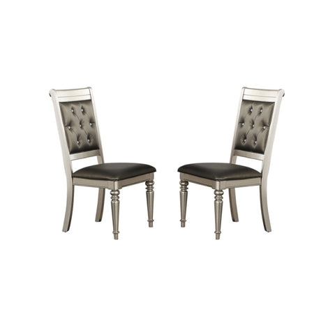 ZUN Dining Chairs With Tufted Back, Silver SR011705