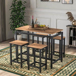 ZUN TREXM 5-Piece Kitchen Counter Height Table Set, Industrial Dining Table with 4 Chairs WF196232AAD