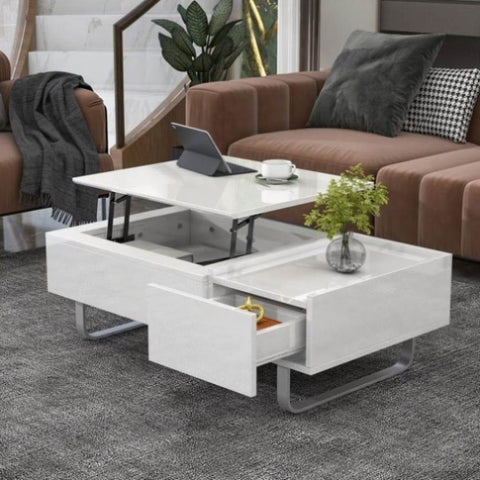 ZUN ON-TREND Multi-functional Coffee Table with Lifted Tabletop, Contemporary Cocktail Table with Metal WF299854AAK