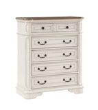 ZUN ACME Florian Chest in Gray Fabric & Antique White Finish BD01652