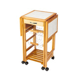 ZUN Portable Rolling Drop Leaf Kitchen Storage Trolley Cart Island Sapele Color 44220485
