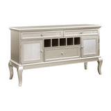 ZUN Modern Glamorous Silver Finish Buffet of 3 drawers Wine Rack Adjustable Shelfs Cabinet Server 1pc B011P151863