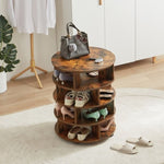 ZUN [New Design] Round pushable wooden shoe cabinet on wheels for 16-20 pairs of shoes-Brown W2272140327