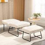 ZUN Off White Cashmere Modern Lazy Lounge Chair, Contemporary Single Leisure Upholstered Sofa Chair Set W1516P156187