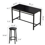 ZUN 5-piece rural kitchen table with four bar stools, metal frame and MDF, black W57862598