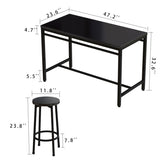 ZUN 5-piece rural kitchen table with four bar stools, metal frame and MDF, black W57862598