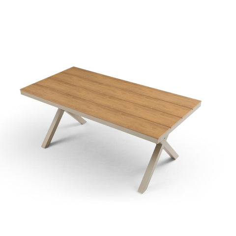 ZUN 70.87inch Rectangular Dining Table with X-shape Aluminum Table Leg/Metal Base, Teak W1209107730