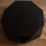 ZUN 38"Three-dimensional Embossed Pattern Design American Retro Style Coffee Table,Black Tabletop W757134932