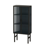 ZUN 61.61 "High Glass Doors Modern Two-door Cabinet with Featuring Three-tier Storage for Entryway W75770659